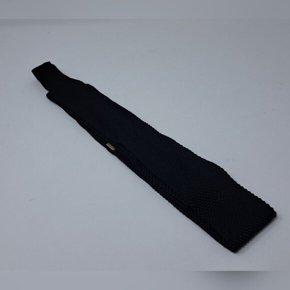 Burberry Men's 100% Silk Square Tie Slim Fit Black Made in Italy 54" Uniform - Picture 1 of 11